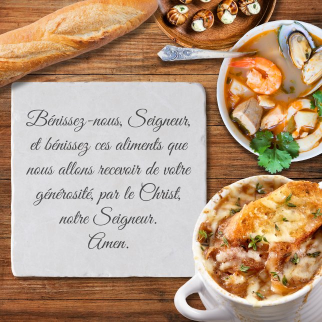 Catholic Meal Blessing Prayer In French Trivet (Creator Uploaded)