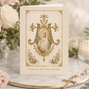 Catholic Memorial Funeral with Virgin Mary Thank You Card
