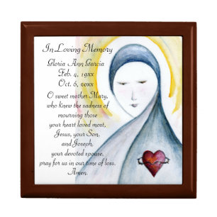 Catholic Memorial Keepsake Virgin Mary Prayer Gift Box