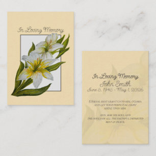 Catholic Memorial Remembrance Card   Lilies