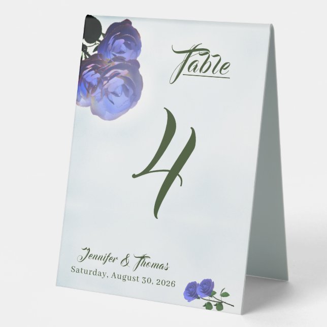 Catholic Misty Blue and Green Table Number Tent (Front)