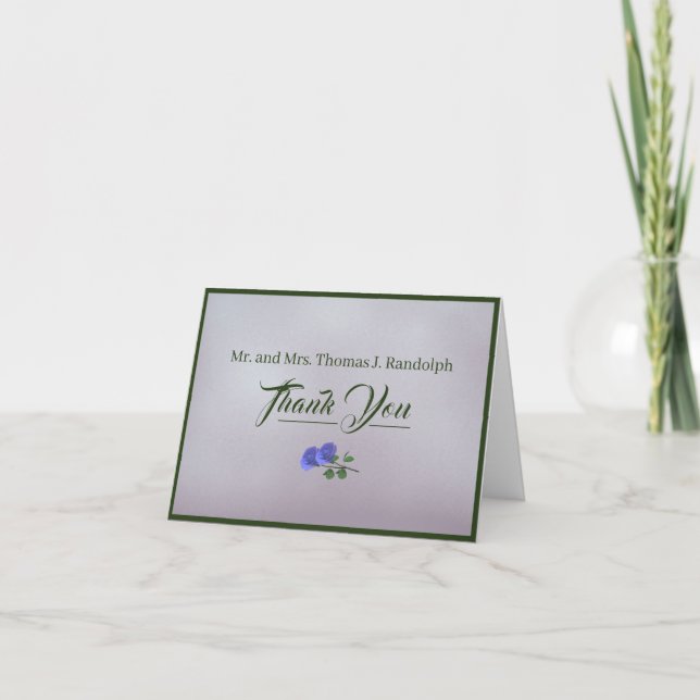 Catholic Misty Mauve and Green Thank You Card (Front)