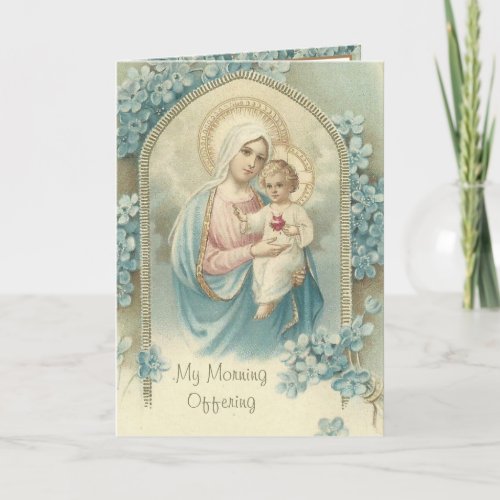 Catholic Morning Offering Virgin Mary Prayer Holiday Card