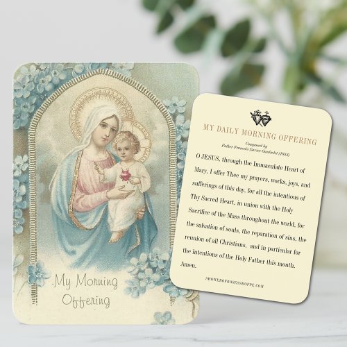 Catholic Morning Offering Virgin Mary Prayer Place Card