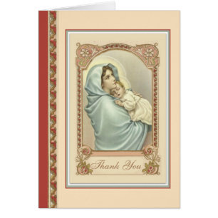 Catholic Mother Mary  Baby Jesus Thank You Cards