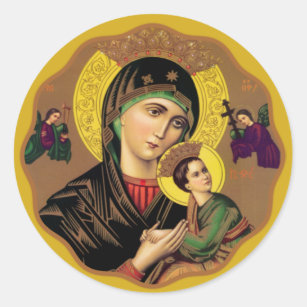Catholic Mother of Perpetual Help Religious  Icon Classic Round Sticker