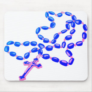Catholic Mouse Pad White with Beautiful Rosary