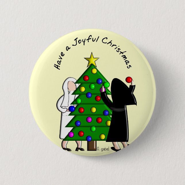 Catholic Nun Art Christmas Cards & Gifts Pinback Button (Front)