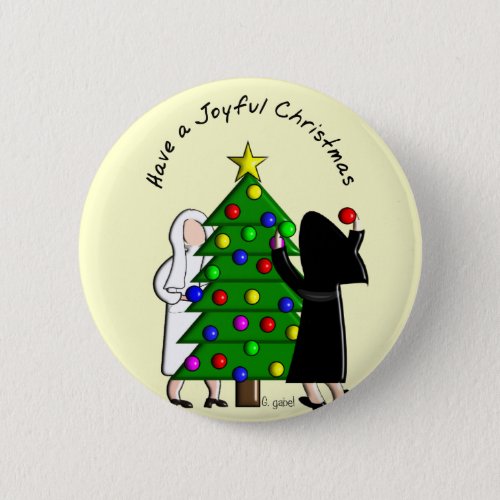 Catholic Nun Art Christmas Cards  Gifts Pinback Button