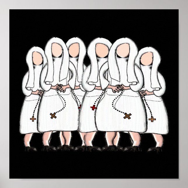 Catholic Nun Art Poster-Pen & Ink Poster (Front)