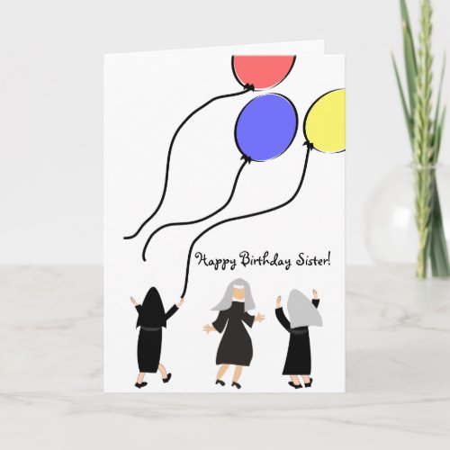 Catholic Nun Birthday Card Balloons