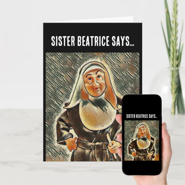 CATHOLIC NUN BIRTHDAY RULER BEATING FUNNY CARD | Zazzle