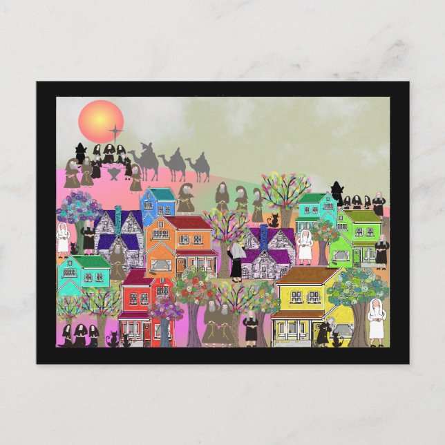 Catholic Nun & Catholic Monk Art Gifts Postcard (Front)