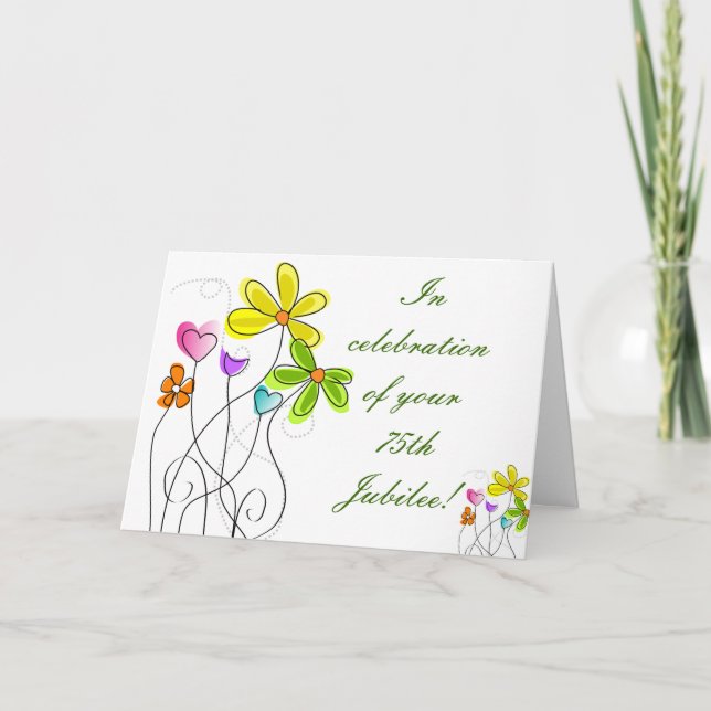 Catholic Nun Diamond 75th Jubilee Floral Card (Front)