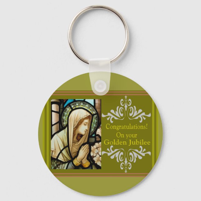 Catholic Nun "Golden Jubilee" Cards & Gifts Keychain (Front)