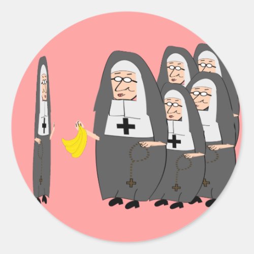 Catholic Nun Humor Fat Sisters Classic Round Sticker