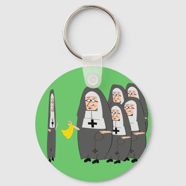 Catholic Nun Humor "Fat Sisters" Keychain (Front)
