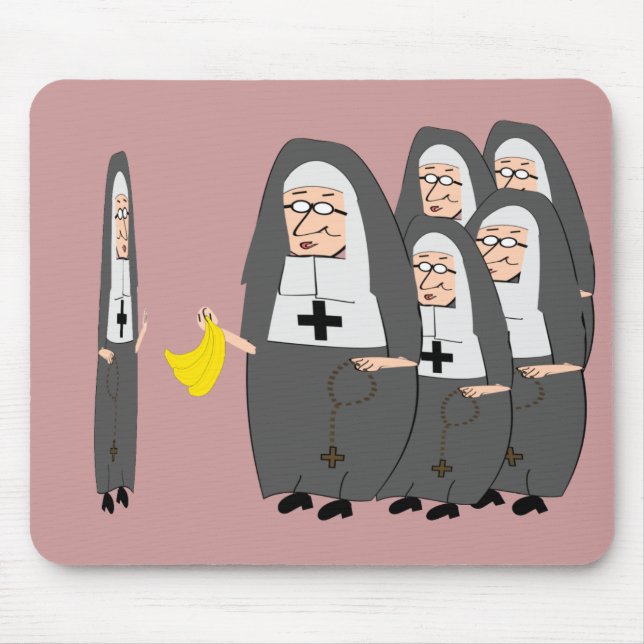 Catholic Nun Humor "Fat Sisters" Mouse Pad (Front)