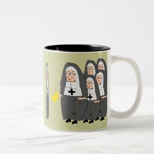 Catholic Nun Humor Fat Sisters Two_Tone Coffee Mug