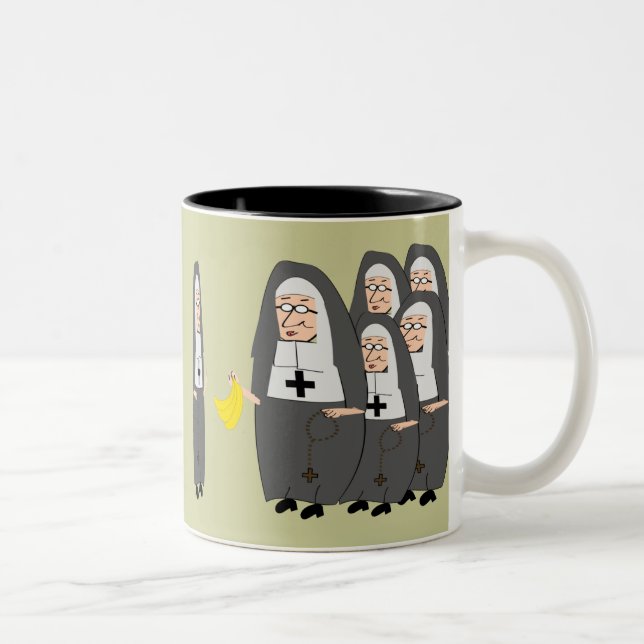 Catholic Nun Humor "Fat Sisters" Two-Tone Coffee Mug (Right)