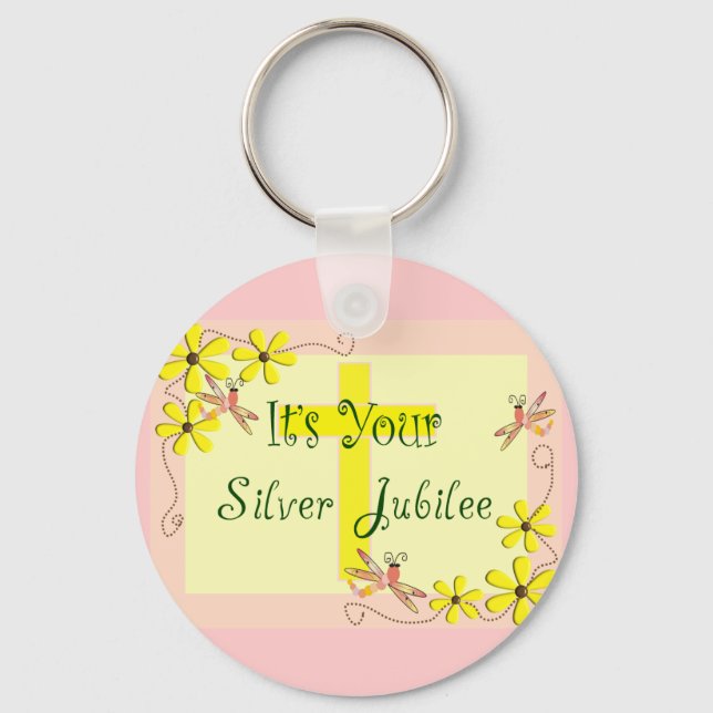 Catholic Nun Silver Jubilee Cards, Mugs, Tote Bags Keychain (Front)