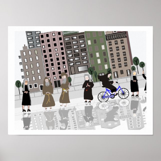 Catholic Nuns and Monks Retro Art Poster (Front)