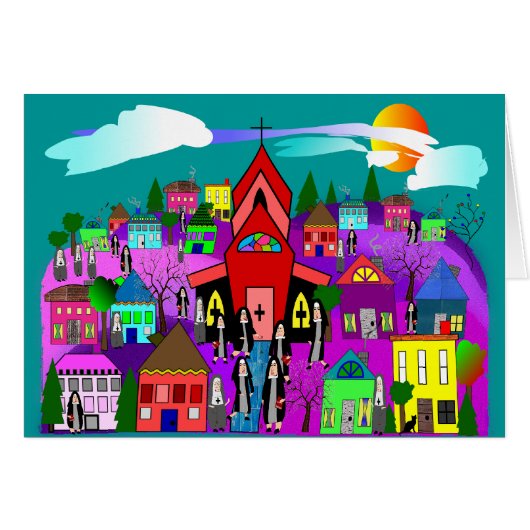 Catholic Nuns Art "Heading to Church" (Front Horizontal)