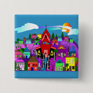 Catholic Nuns Art "Heading to Church" Pinback Button