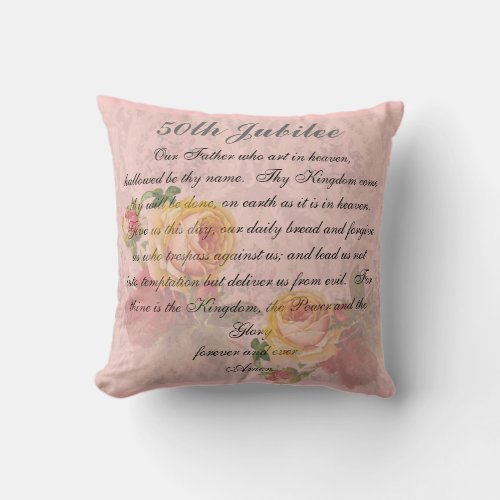 Catholic Nuns Golden 50th  Jubilee Pillow