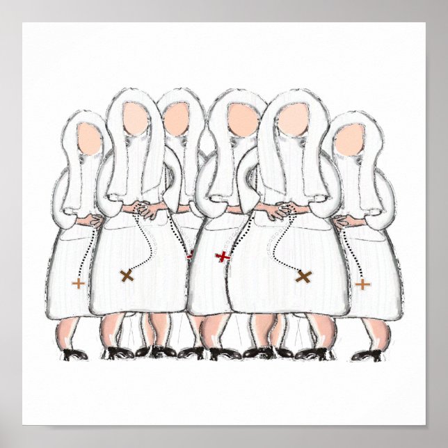 Catholic Nuns Pen & Ink Poster Art (Front)