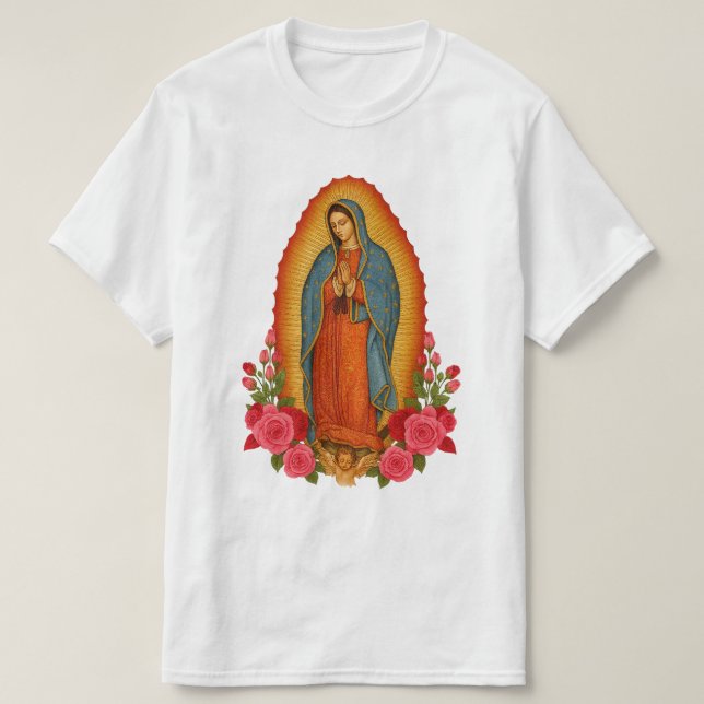 Catholic Our Lady of Guadalupe Saint Virgin Mary T-Shirt (Design Front)