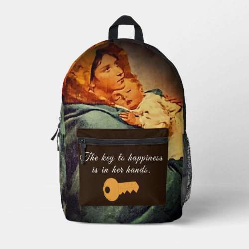 Catholic Our Lady of the Streets Themed Printed Backpack