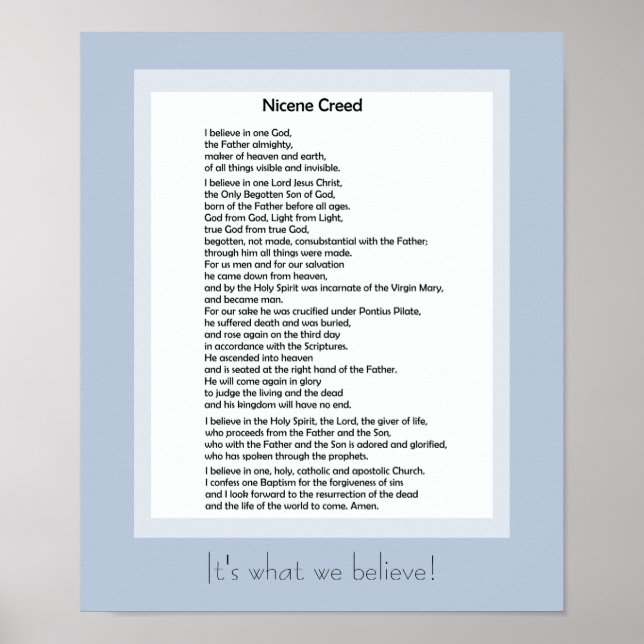 Catholic Poster Nicene Creed Christian Credo (Front)