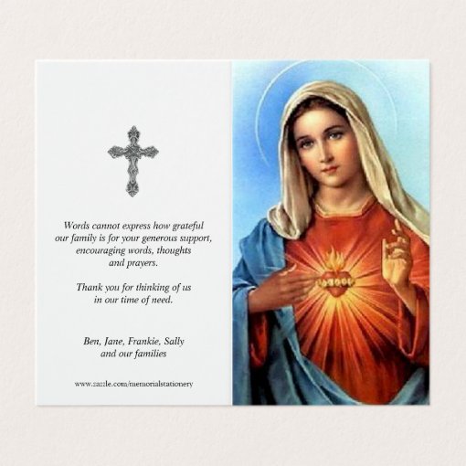 Catholic Prayer Cards | Sacred Heart Mary | Zazzle