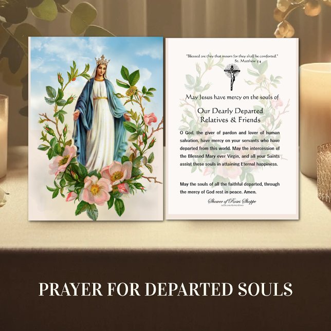 Catholic Prayer for Departed Souls Virgin Mary Place Card (Creator Uploaded)