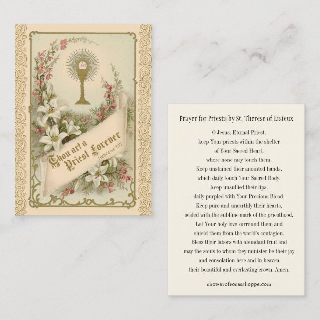 Catholic Prayer for Priests by St. Therese  Business Card (Front/Back)