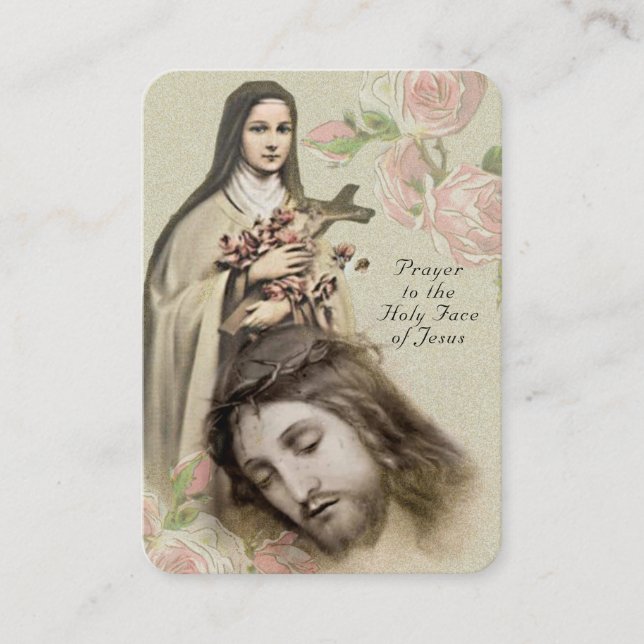 Catholic Prayer Holy Face St. Therese Religious Place Card (Front)