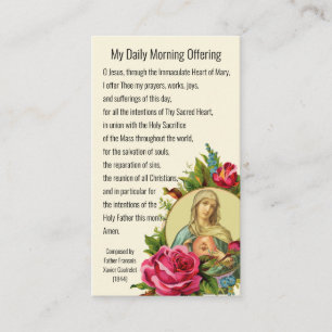 Catholic Prayer Morning Offering Virgin Mary Jesus Business Card