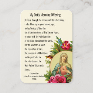 Catholic Prayer Morning Offering Virgin Mary Jesus Business Card