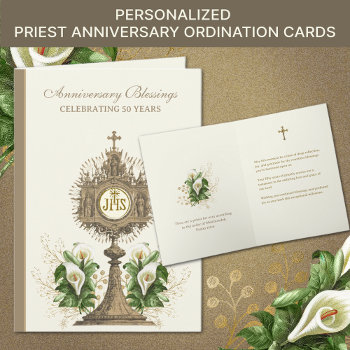 Catholic Priest Anniversary Ordination 50 Years Card by ShowerOfRoses at Zazzle