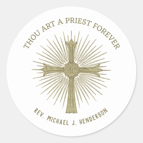 Catholic Priest Anniversary Ordination Cross Classic Round Sticker