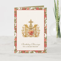 Catholic Priest Birthday Blessings Floral Gold 