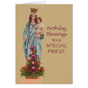 Catholic Priest Birthday Blessings Mary with Jesus Cards