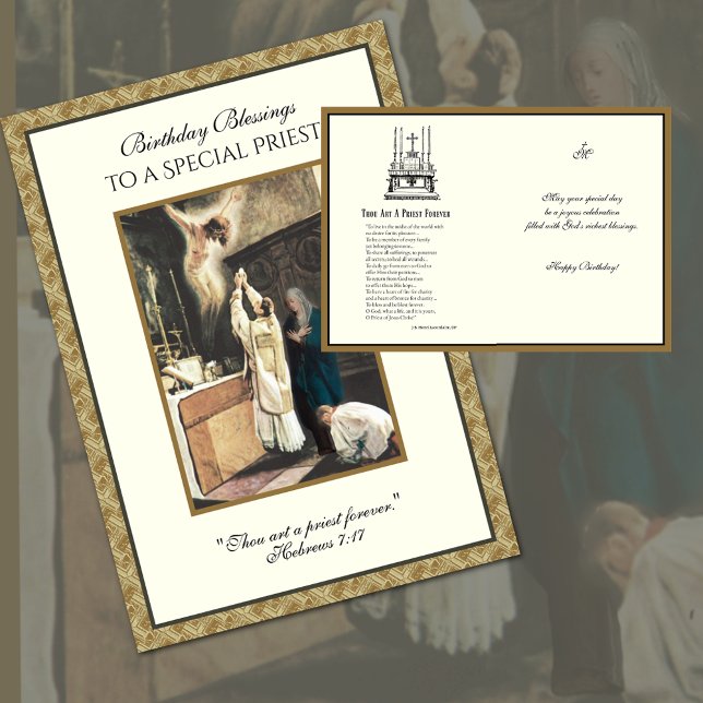 Catholic Priest Birthday Prayer Altar Server Cards (Catholic Priest Birthday Greeting Card with the Sacrifice of the Holy Mass & Virgin Mary)