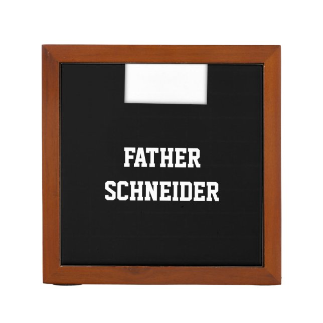 Catholic Priest Black Clergy Collar Religious Desk Organizer (Front)