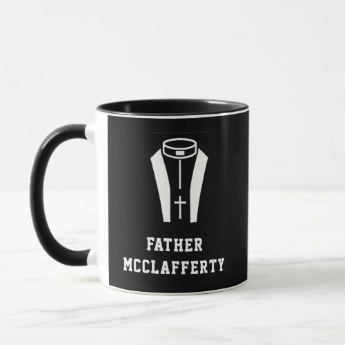 Catholic Priest Black Clergy Collar Religious Mug