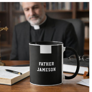 Catholic Priest Black Clergy Collar Religious Mug