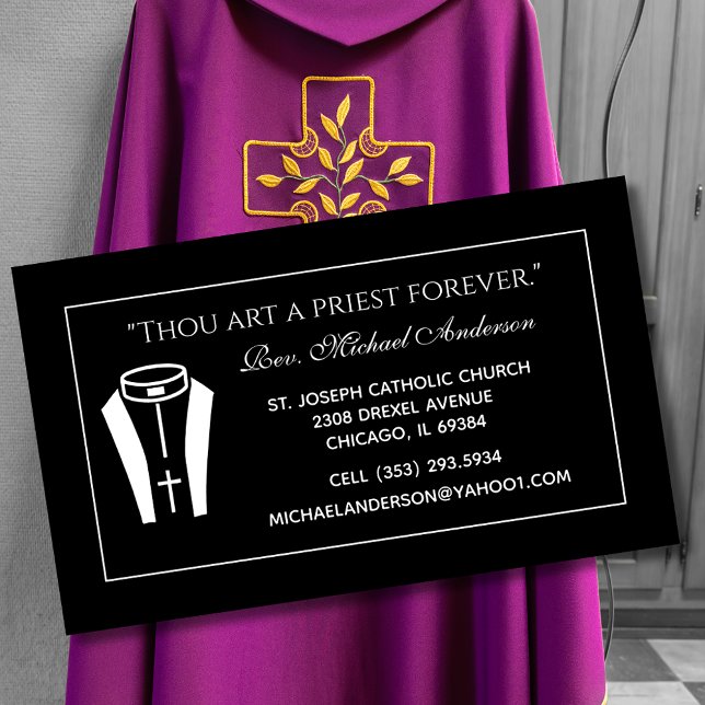 Catholic Priest Collar Black Scripture Quote Business Card (Creator Uploaded)