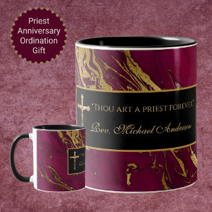 Catholic Priest Crucifix Marble Scripture Quote Two-Tone Coffee Mug
