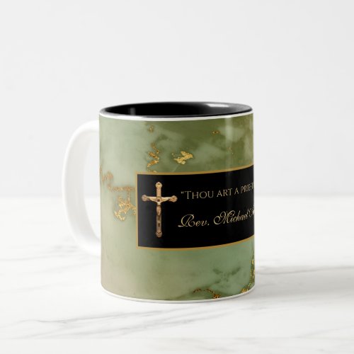Catholic Priest Crucifix Marble Scripture Quote Two_Tone Coffee Mug